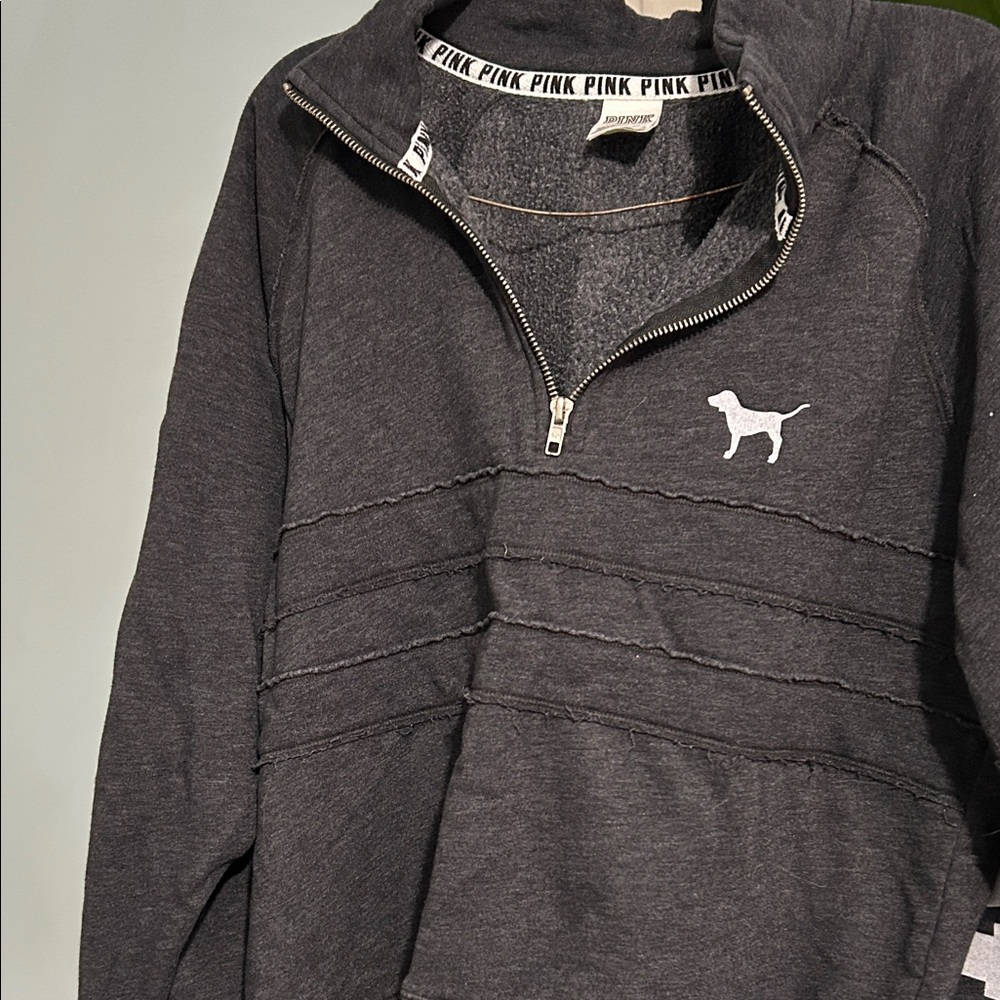 PINK Victoria's Secret Dark Gray  Zip-Up Sweater